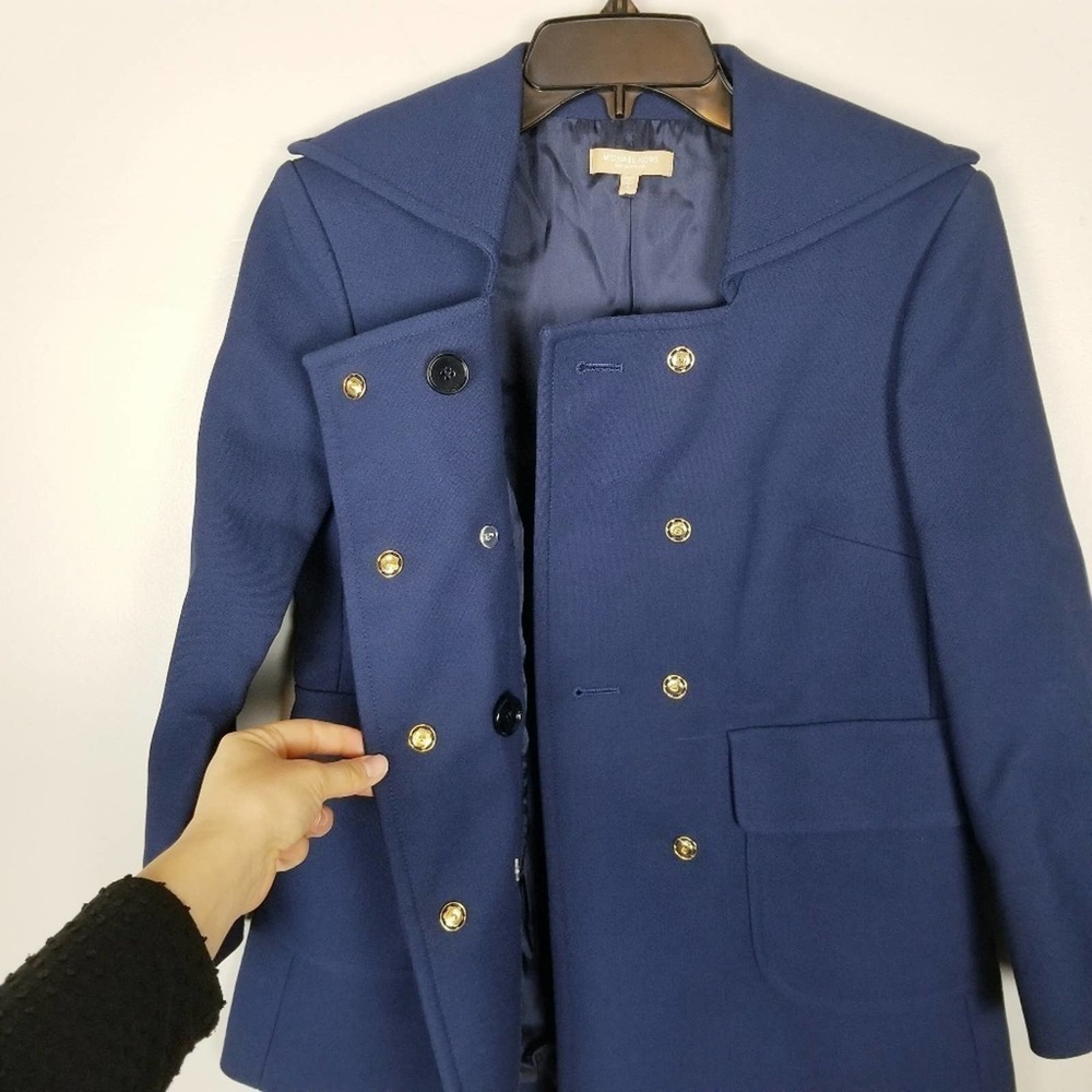 Michael Kors Collection, Italy, navy blue double breasted blazer jacket, size 4 - Picture 6 of 8